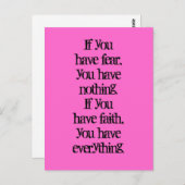 Glaube und Angst positives Denken Gesetz der Anzie Postkarte (Vorne/Hinten)