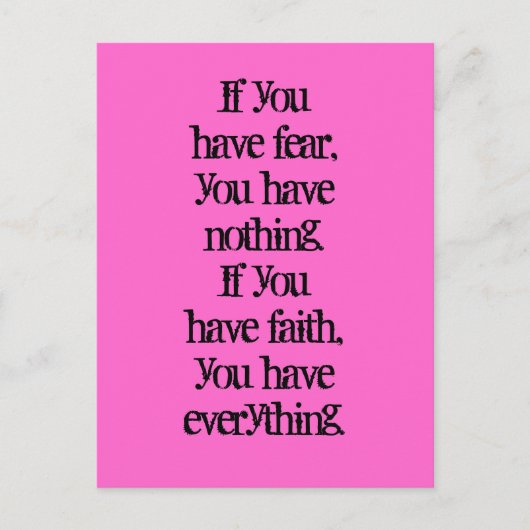 Glaube und Angst positives Denken Gesetz der Anzie Postkarte (Vorderseite)