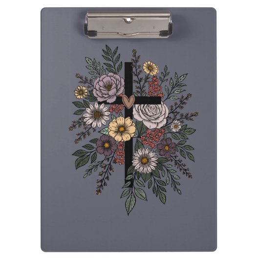Glaube und Blumen Klemmbrett (Vorderseite)