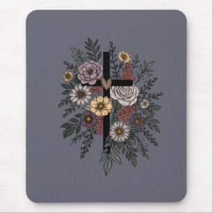 Glaube und Blumen Mousepad