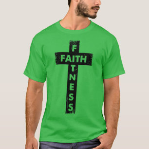 Glaube und Fitness Heiliges Kreuz Christliches Wei T-Shirt
