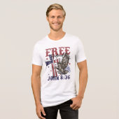 Glaube und Freiheit: John 8:36 Tri-Blend Shirt (Vorderseite voll)