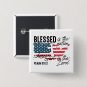 Glaube und Freiheit: Psalm 33:12 Button (Vorne & Hinten)