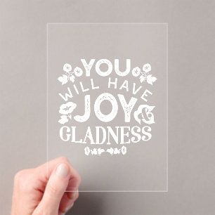 Glaube und Glück – Zitate über Freude und Fröhlich Acryleinladungen