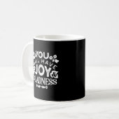 Glaube und Glück – Zitate über Freude und Fröhlich Kaffeetasse (Vorderseite Links)