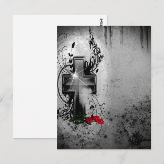 Glaube und Rose gotisch Postkarte (Vorne/Hinten)