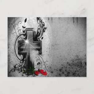 Glaube und Rose - gotische Hochzeitsankündigung Ankündigungspostkarte