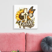 Glaube und Sonnenblumen Leinwand (Insitu (Wohnzimmer))