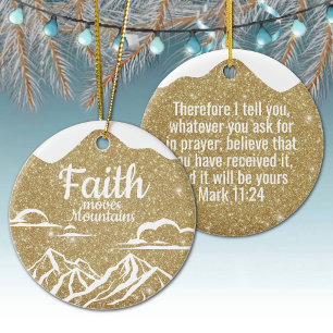 Glaube versetzt Berge Gold Glitter Dekor  ⛪️ 🎄 Keramik Ornament