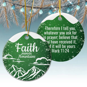 Glaube versetzt Berge Inspirierende Schrift 🎄 Keramik Ornament