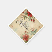 'Glaube' Vintag Red Poinsettia Blumenweihnachtsfes Serviette (Ecke)