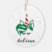 Glaube Weihnachten Einhorn Keramik Ornament (Links)