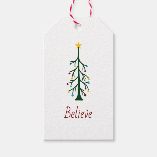 Glaube Weihnachten Niedliche Hand gezogen Evergree Geschenkanhänger (Vorderseite)