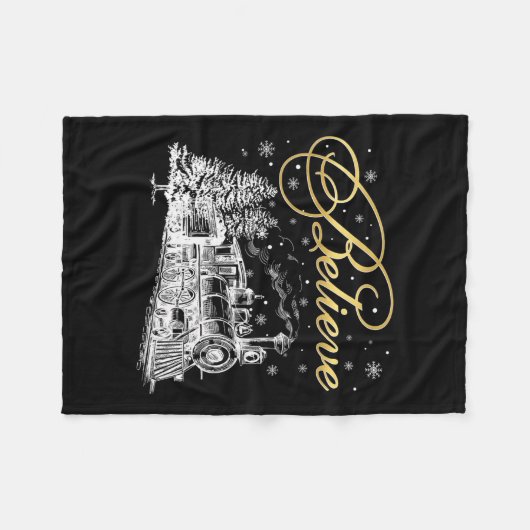 Glaube Weihnachten Nordpol Polar Express Alles abr Fleecedecke (Vorderseite (Horizontal))