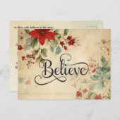 'Glaube' Weihnachten Vintage Poinsettia Bibel Vers (Vorne/Hinten)