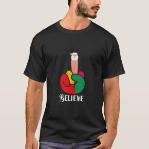 Glaube Weihnachten Weihnachtsmann Hand Retro Xmas T-Shirt