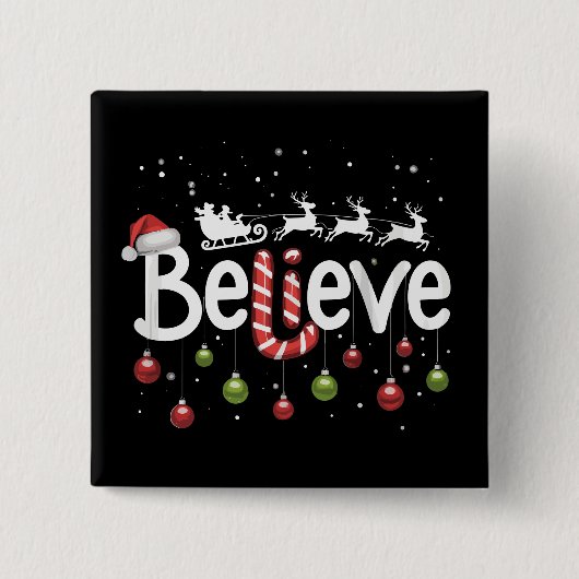Glaube Weihnachten Weihnachtsmann Reindeer Candy C Button (Vorderseite)