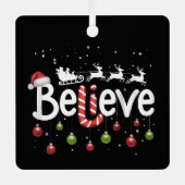 Glaube Weihnachten Weihnachtsmann Reindeer Candy C Ornament Aus Metall (Vorderseite)