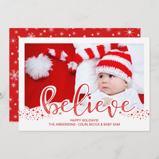 Glaube Weihnachten Whimsical Hand Script Foto (Vorne/Hinten)