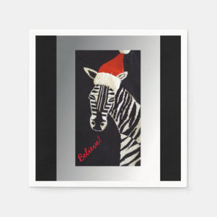 Glaube! Weihnachten Zebra mit Roter Weihnachtsmann Serviette
