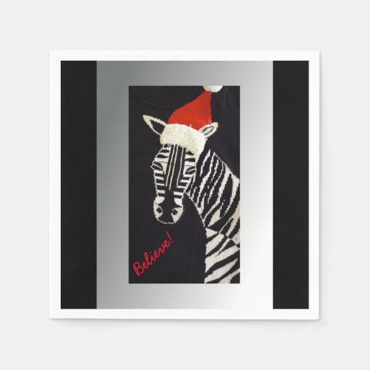 Glaube! Weihnachten Zebra mit Roter Weihnachtsmann Serviette (Vorderseite)