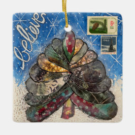 Glaube Weihnachtsbaum und Briefmarke Keramikornament