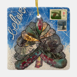 Glaube Weihnachtsbaum und Briefmarke Keramikornament