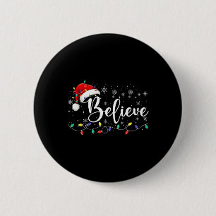 Glaube Weihnachtsbeleuchtung Red Weihnachtsmannmüt Button