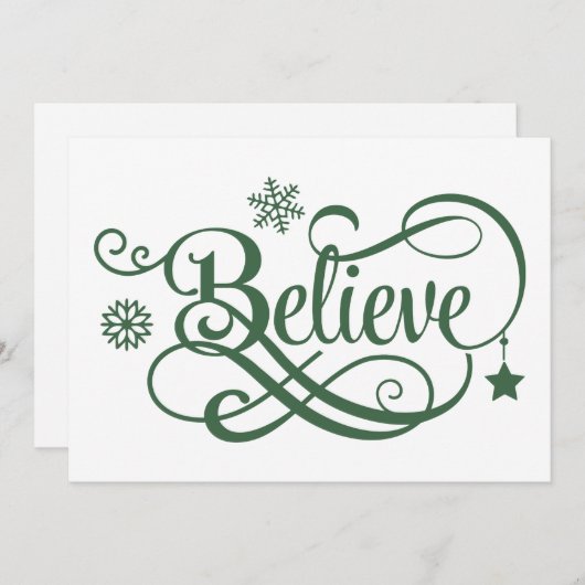 Glaube Weihnachtskarte Grüne Schneeflocken Sterne (Vorne/Hinten)