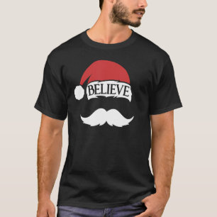 Glaube Weihnachtsmannmütze Cap Mustache Funny Kids T-Shirt