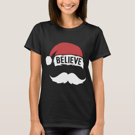 Glaube Weihnachtsmannmütze Cap White Mustache Fami T-Shirt (Vorderseite)