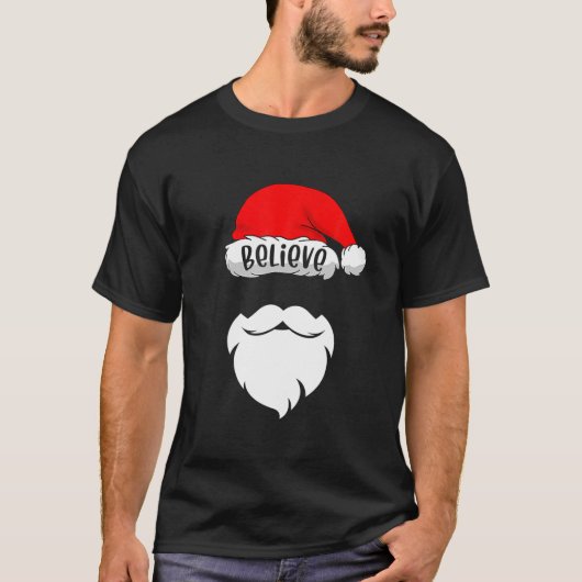 Glaube Weihnachtsmannmütze Weihnachts-Squad Famili T-Shirt (Vorderseite)