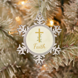 „Glaube“ Weihnachtsornament aus Aquarell Schneeflocken Zinn-Ornament