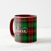 Glaube White Script Red Green Scottish Tartan Tasse (Vorderseite Links)