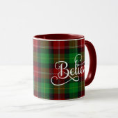 Glaube White Script Red Green Scottish Tartan Tasse (VorderseiteRechts)