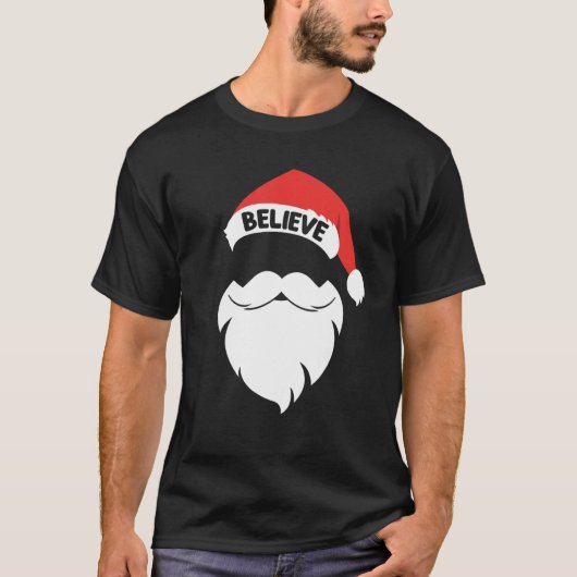 Glaube Zitat über Weihnachtsmannmütze Mustache Fam T-Shirt (Vorderseite)