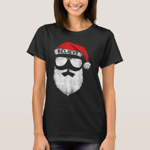 Glaube Zitat über Weihnachtsmannmütze Mustache Fam T-Shirt