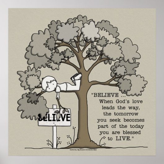 GLAUBEN, am lebendigen Platz ohne Grenzen zu leben Poster (Vorne)