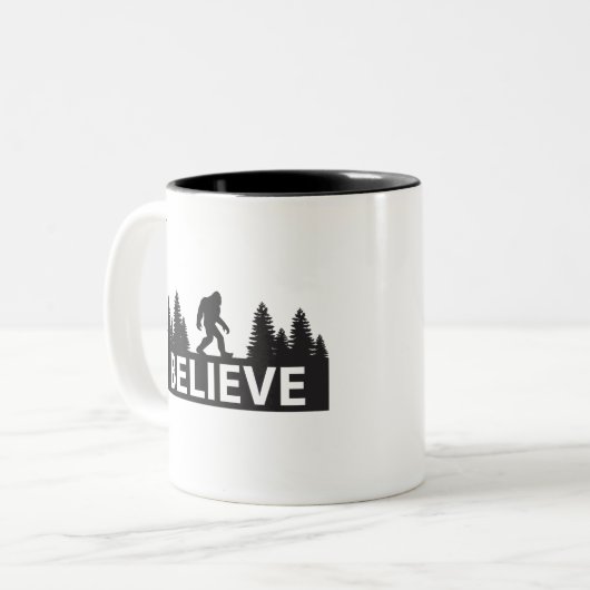 Glauben an Bigfoot Zweifarbige Tasse (Vorderseite Links)