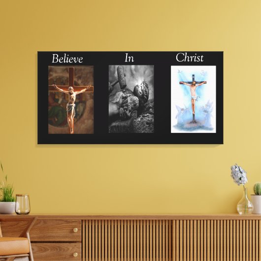Glauben an Christus Wrapped Canvas 3 Leinwanddruck (Insitu (Wohnzimmer))