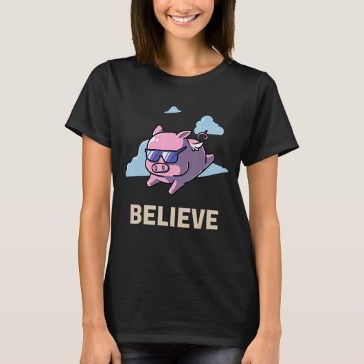 Glauben an das Fliegen von Schweinefleisch Enthusi T-Shirt (Vorderseite)