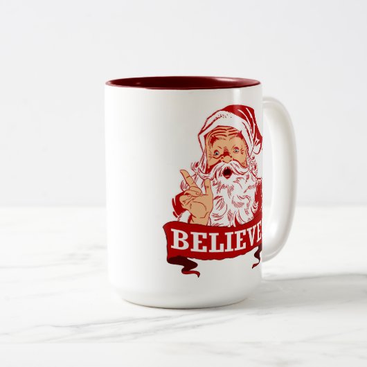Glauben an den Weihnachtsmann Zweifarbige Tasse (VorderseiteRechts)