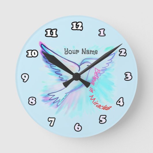 Glauben an die Wunder Taube Christlich Runde Wanduhr (Vorderseite)