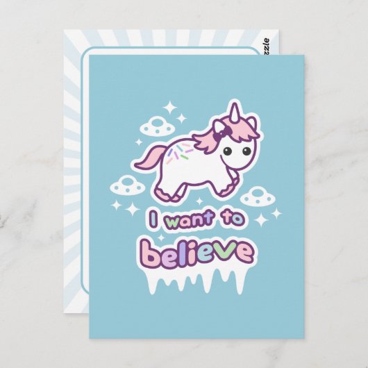 Glauben an Einhörner und Außerirdischen Postkarte (Vorne/Hinten)