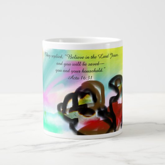 Glauben an Jesus Jumbo-Tasse (Vorderseite)