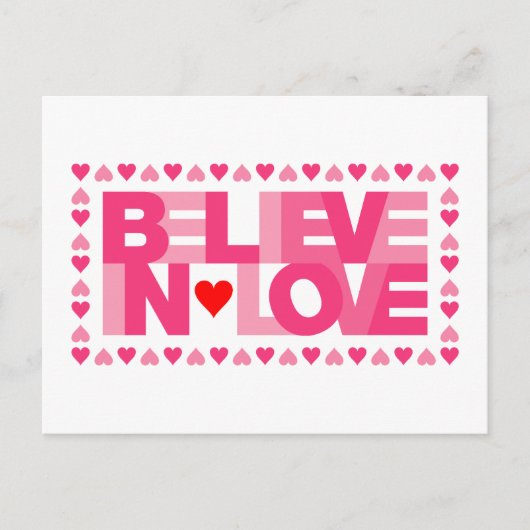 Glauben an Liebe (pink) Postkarte (Vorderseite)