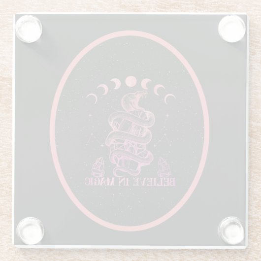 Glauben an magische Celestial Wiccan Art Glasuntersetzer (Rückseite)