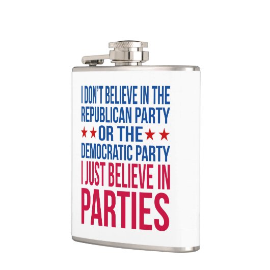 Glauben an Party | Funny Political Blue & Red Flachmann (Links)