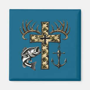 Glauben Angeln Jagd Tarndruck Kreuz Mit Haken B Ch Magnet
