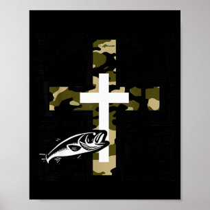 Glauben Angeln Jagd Tarndruck Kreuz Mit Haken B Ch Poster